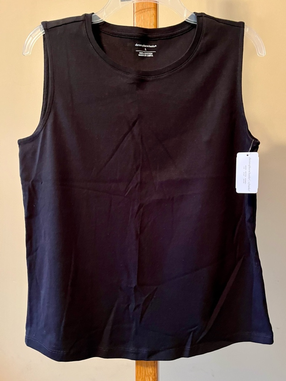 Christopher & Banks Black Crewneck Sleeveless Tank